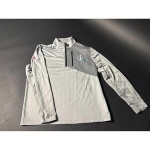 Super Bowl 52 LII Men's XL Gray Quarter-Zip Pullover Pepsi-Logo 2018